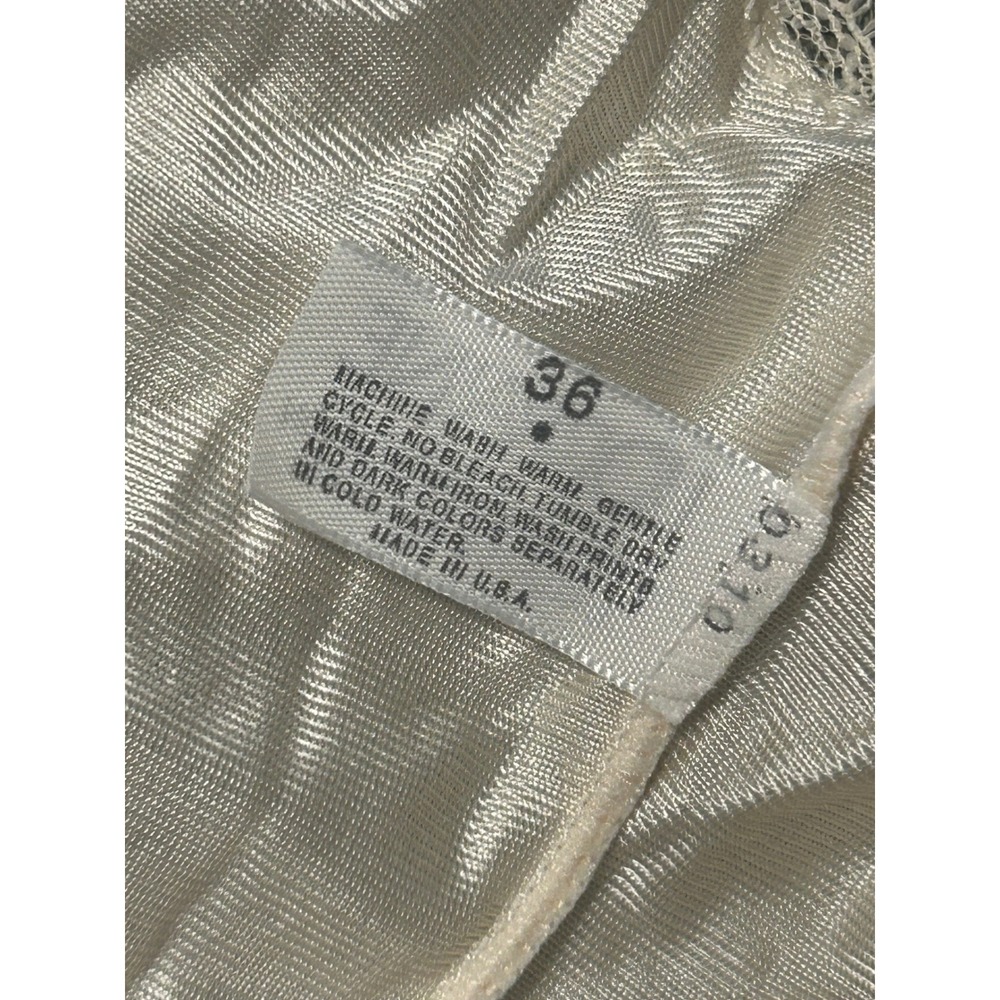 VTG Lorraine Ivory Satin Camisole Tank Lace Trim Antron Nylon Made USA Size 36 - Picture 4 of 6